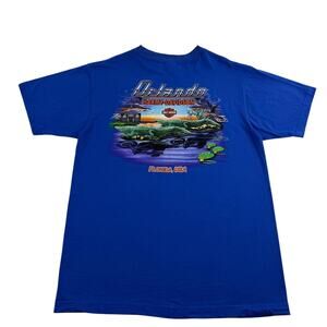 Vintage Harley Davidson Orlando Florida Alligator Pond Blue Shirt Size Large